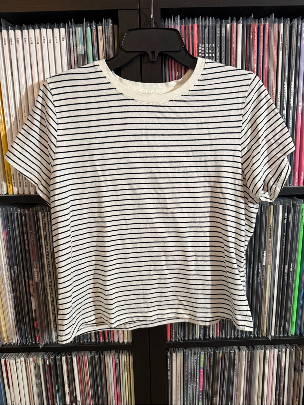 Old Navy White Tee with Navy Stripes